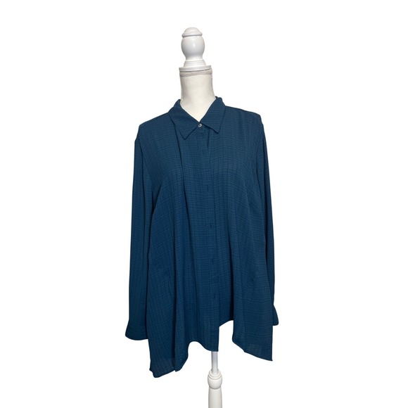 LOGO by Lori Goldstein Tops - LOGO Women's XL Dark Blue Long Sleeve Button Down Shirt